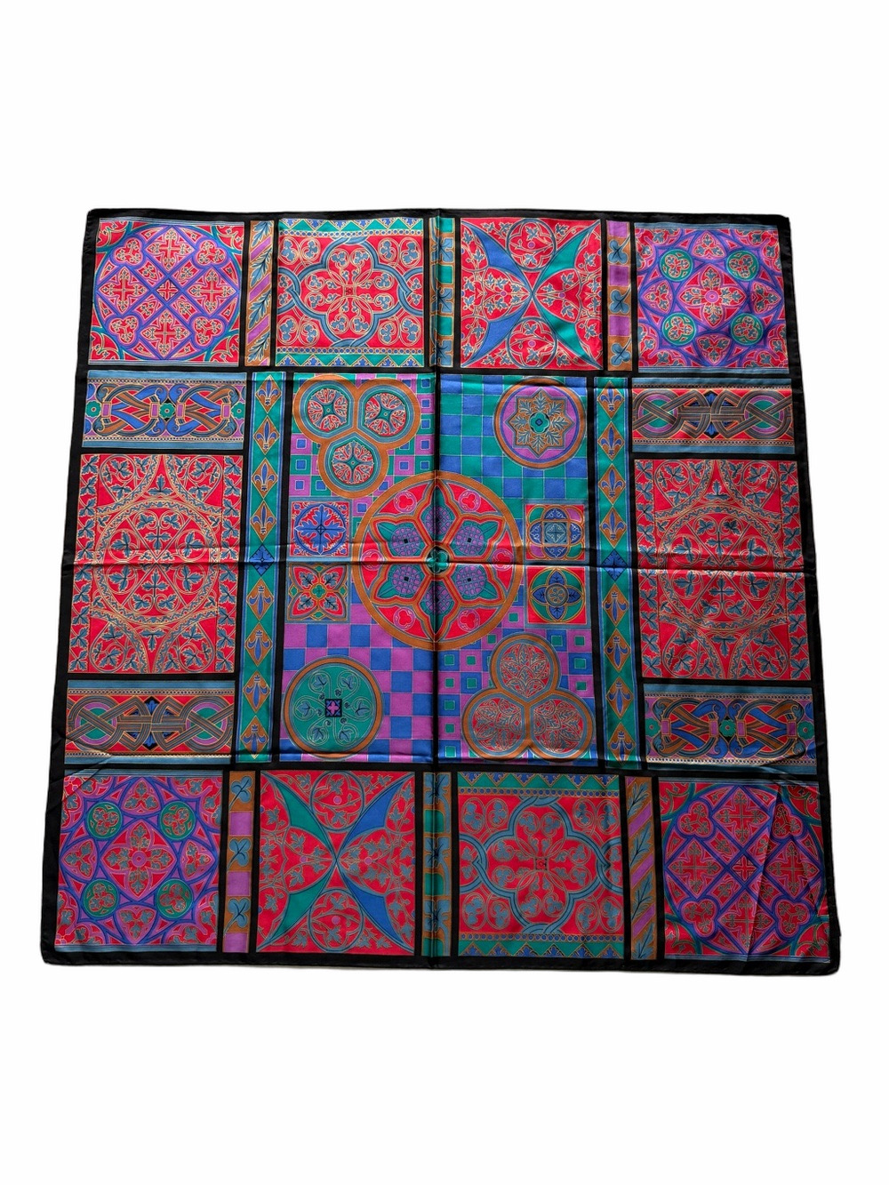 Museum Fine Arts Boston Byzantine Mosaic Pattern Hand Rolled Silk Scarf Sqr 34”